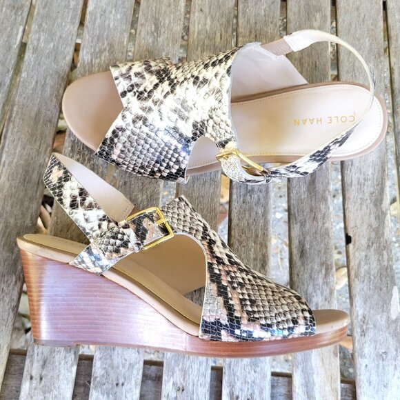 Cole Haan Snakeskin Ankle Wrap Wedge Sandal | Mercari COLE HAAN Philomina Grand Snakeskin Print Wedge Sandal Shoes 8.5